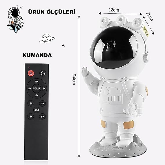 Uzay Temalı Astronot Figürlü Projektör