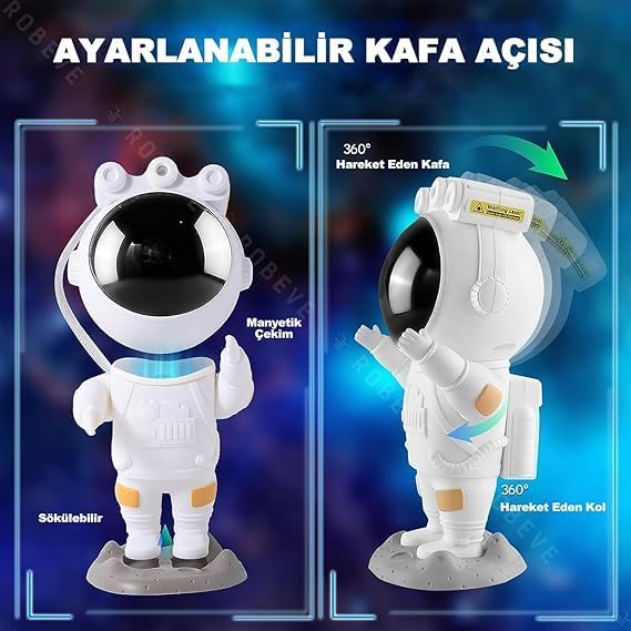 Uzay Temalı Astronot Figürlü Projektör